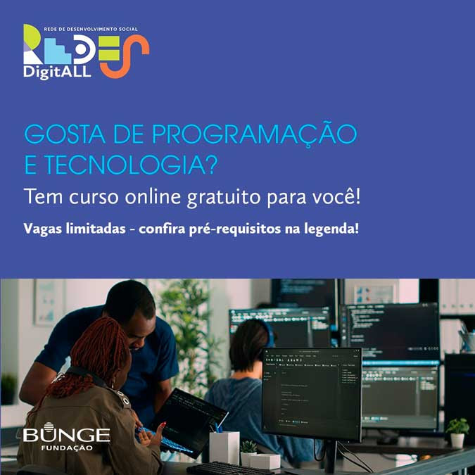 Curso gratuito de tecnologia e programação